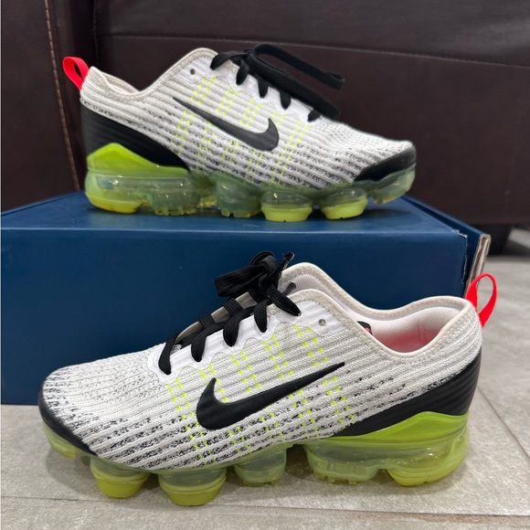 Nike Shoes - Nike Air Vapormax Flyknit 3 White Black Volt Sz 6Y/7.5Wmns